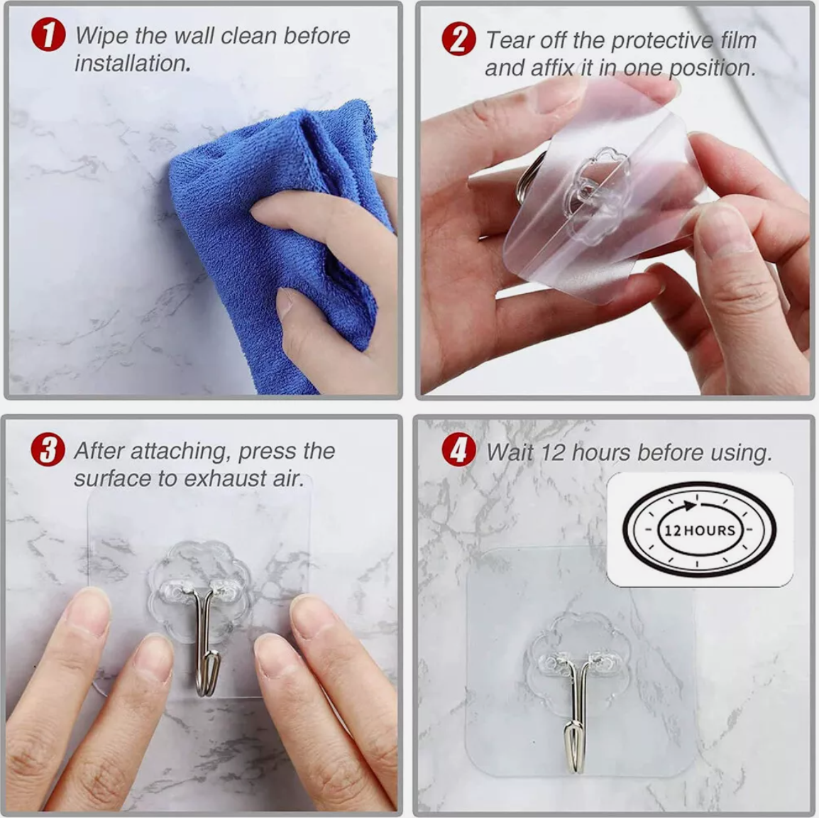 12 pack EasyHooks© for the SafeStep© Shower Mat