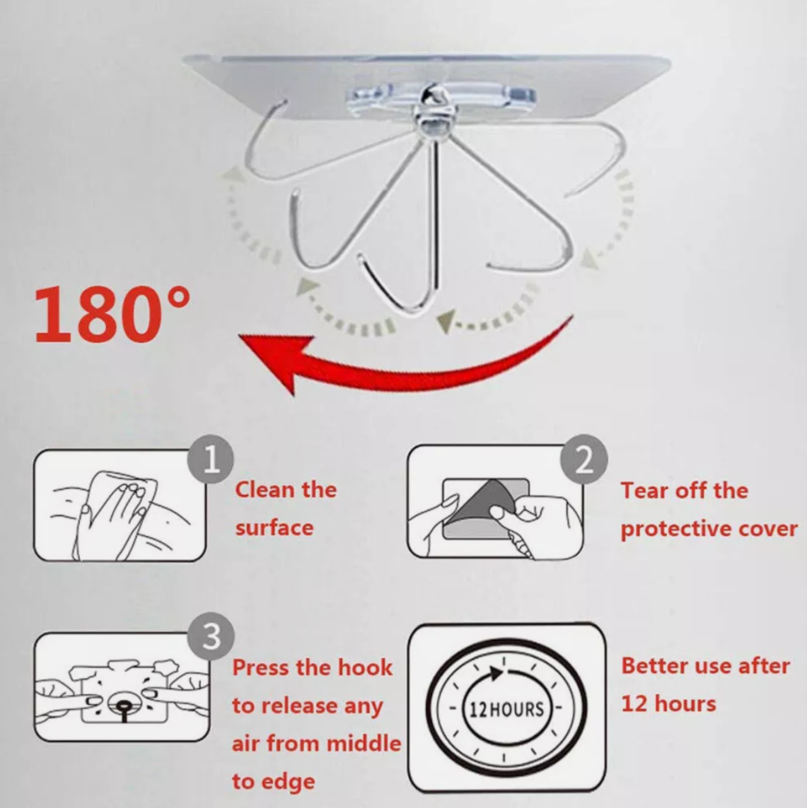 12 pack EasyHooks© for the SafeStep© Shower Mat