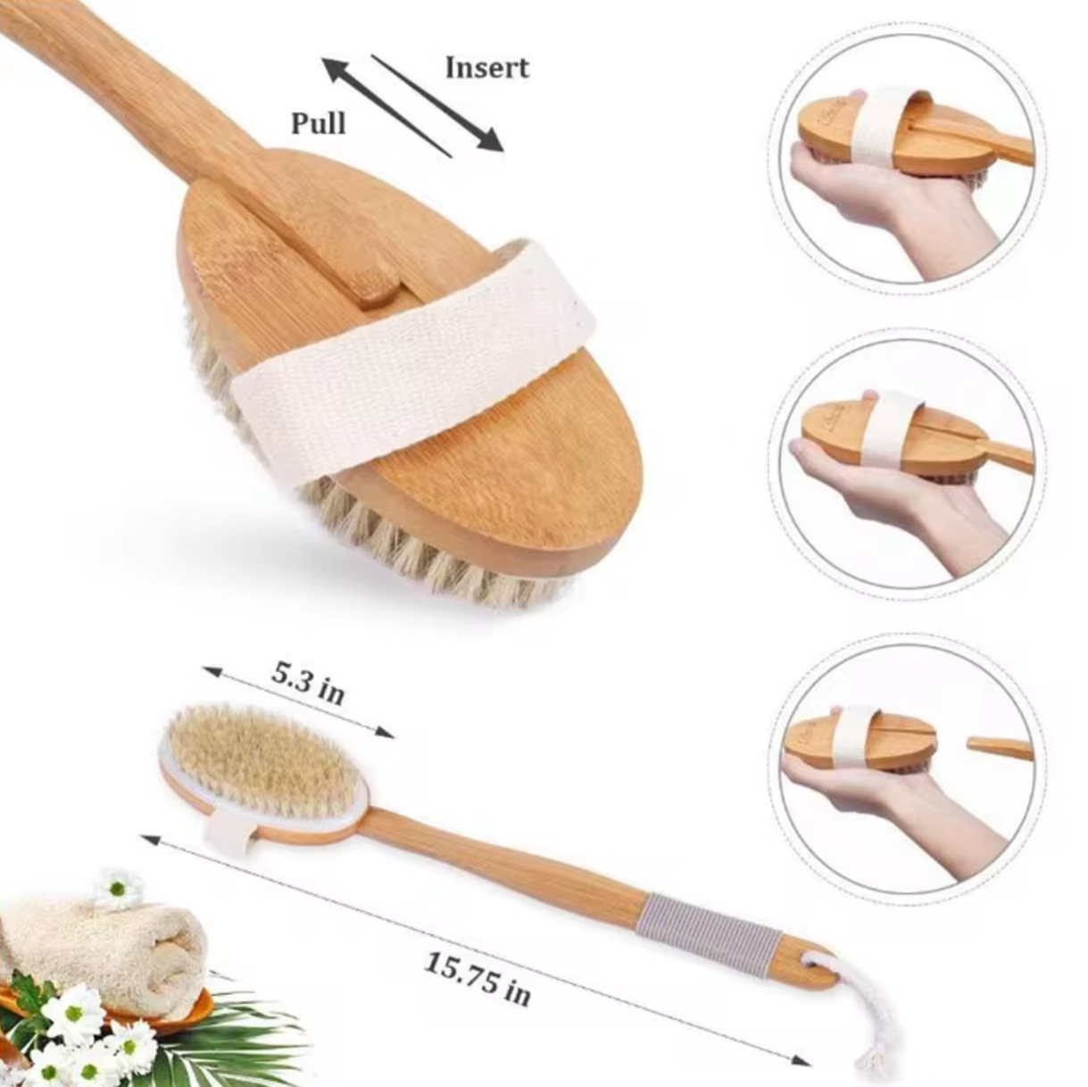 Elderly Assist Body Scrubber Long-Handle Brush